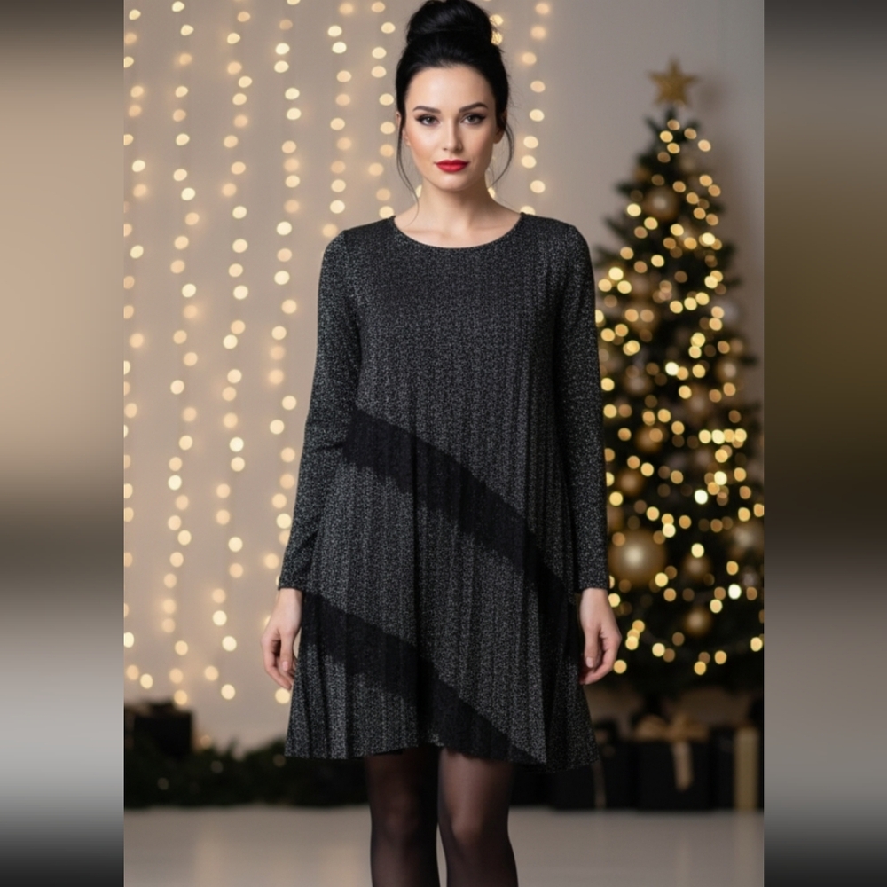 Elegant Sparkle Lace Trim Dress